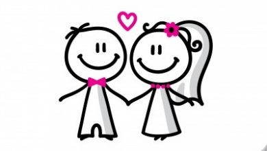 bride and groom cartoon 390x220 - أنا لست عازبا، بل أنا متزوج وأفتخر!