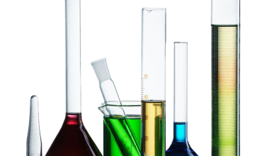 Chemical flasks with reagents isolated on white background 390x220 - خدعوك فقالوا إنّ التجربة خير برهان